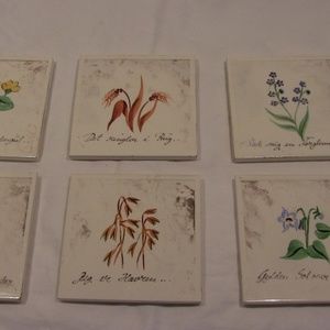 Vintage CHRISTIAN DENMARK FLORAL HAND-PAINTED TILE